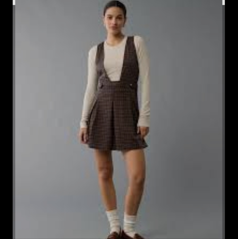 American Eagle Outfitters Brown Plaid Mini Dress